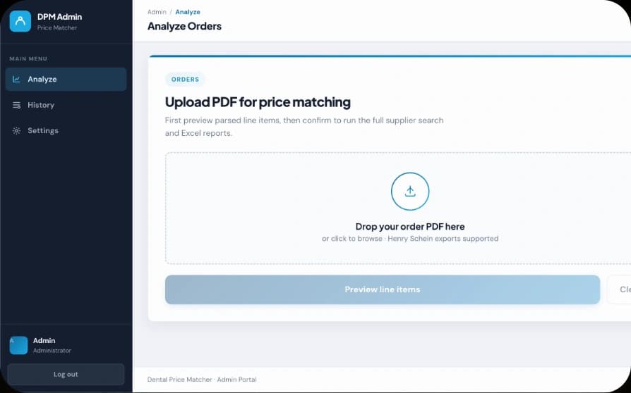 Dental Price Matcher admin portal
