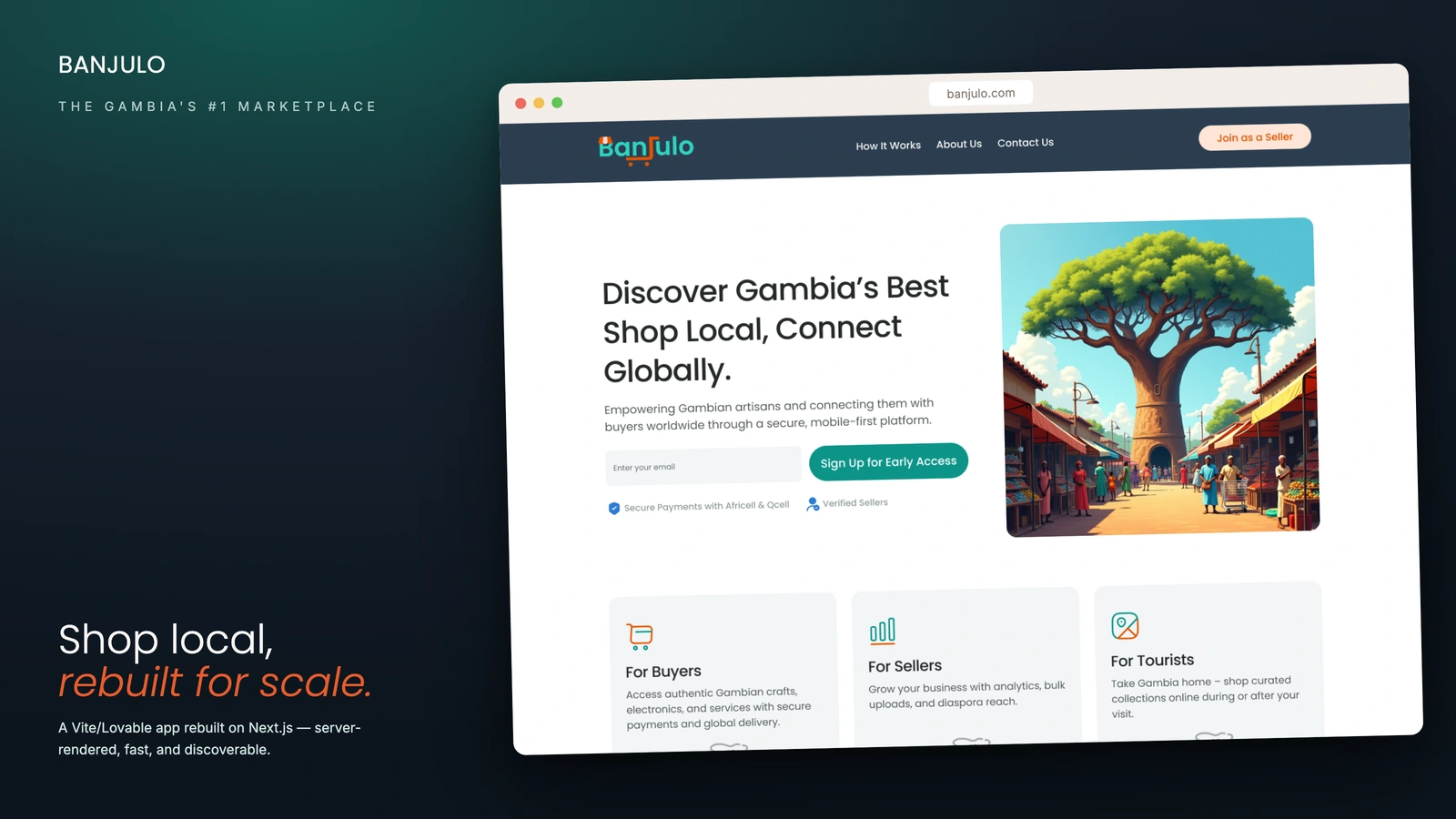 Banjulo marketplace landing page