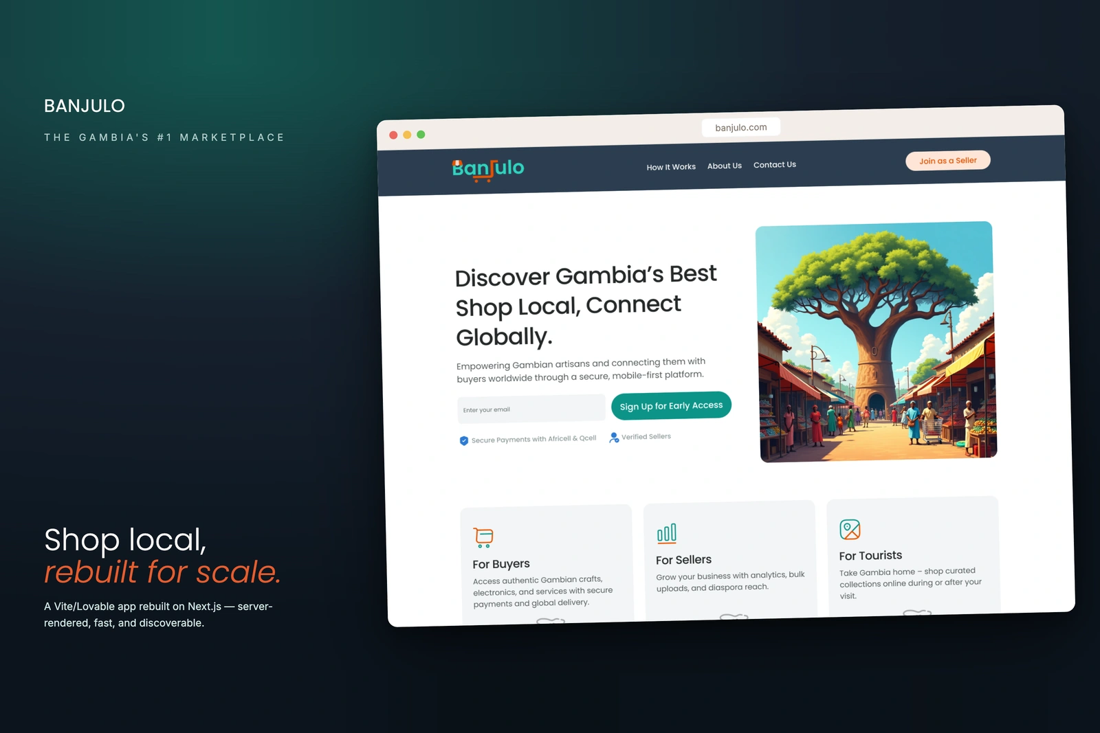 Banjulo marketplace landing page