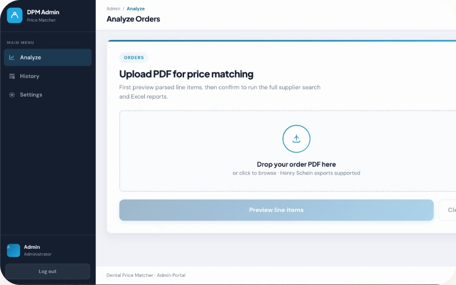 Dental Price Matcher admin portal