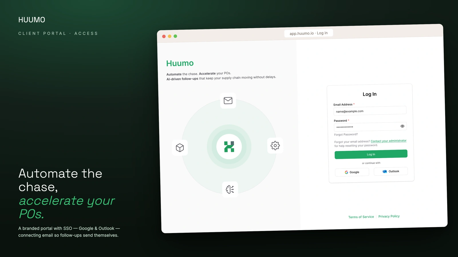 HUUMO sign-in with Google and Outlook single sign-on