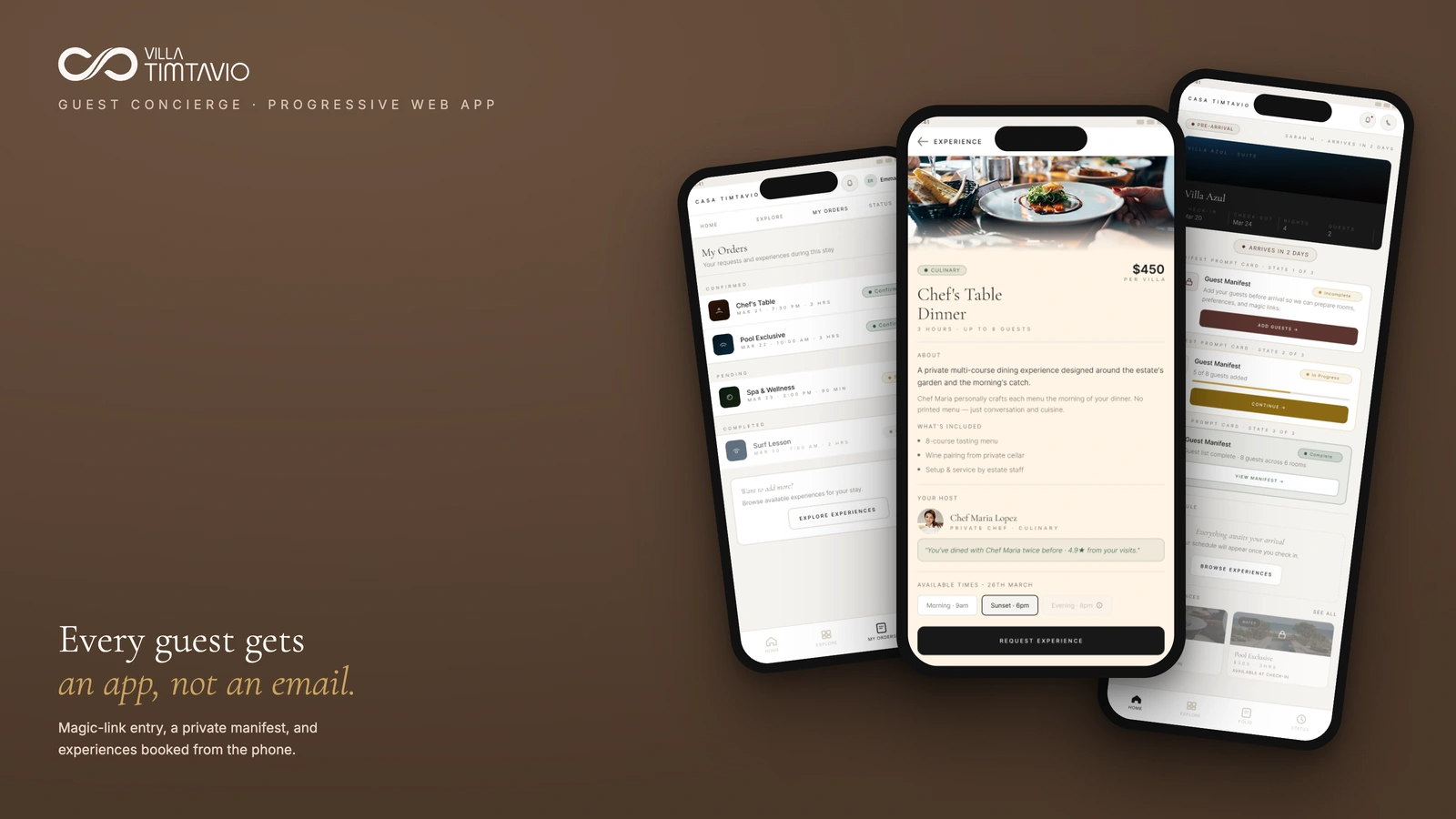 Villa TimTavio estate manager dashboard and guest PWA