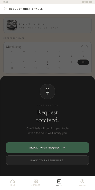 Guest PWA — request confirmed