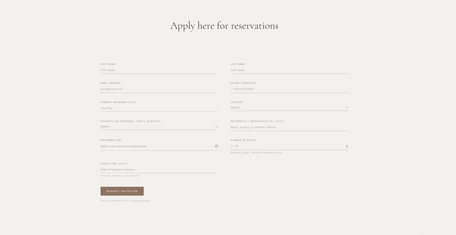 Availability — apply for reservations